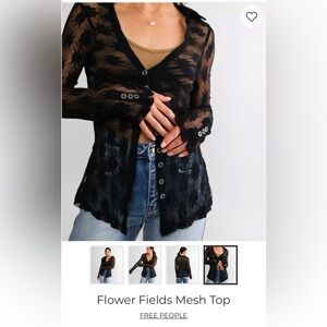 Free People Black Sheer Mesh Top